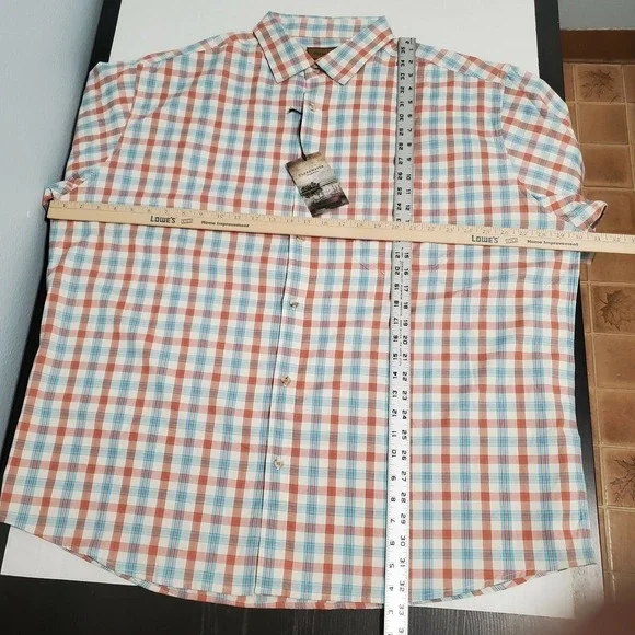 Clearwater Outfitters Shirt Plaid Button NWT XXL 2XL Blue Orange Pastel - Picture 6 of 11